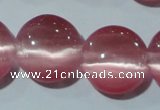 CCT545 15 inches 12mm flat round cats eye beads wholesale