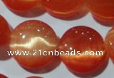 CCT546 15 inches 12mm flat round cats eye beads wholesale