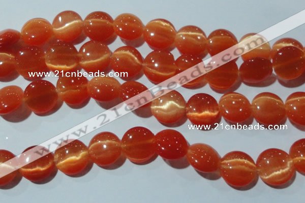 CCT546 15 inches 12mm flat round cats eye beads wholesale