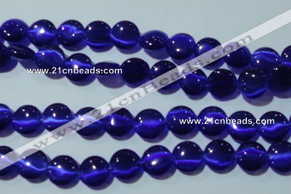 CCT551 15 inches 12mm flat round cats eye beads wholesale