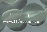 CCT570 15 inches 14mm flat round cats eye beads wholesale