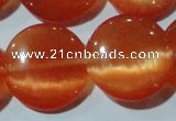 CCT572 15 inches 14mm flat round cats eye beads wholesale