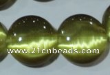 CCT573 15 inches 14mm flat round cats eye beads wholesale