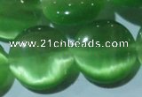 CCT575 15 inches 14mm flat round cats eye beads wholesale