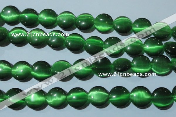 CCT576 15 inches 14mm flat round cats eye beads wholesale