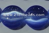 CCT579 15 inches 14mm flat round cats eye beads wholesale