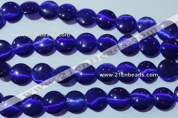 CCT580 15 inches 14mm flat round cats eye beads wholesale