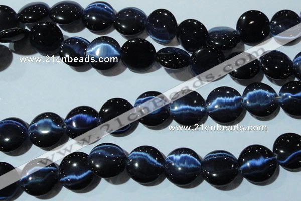 CCT582 15 inches 14mm flat round cats eye beads wholesale