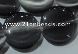 CCT583 15 inches 14mm flat round cats eye beads wholesale