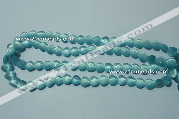 CCT963 15 inches 10*10mm faceted heart cats eye beads wholesale