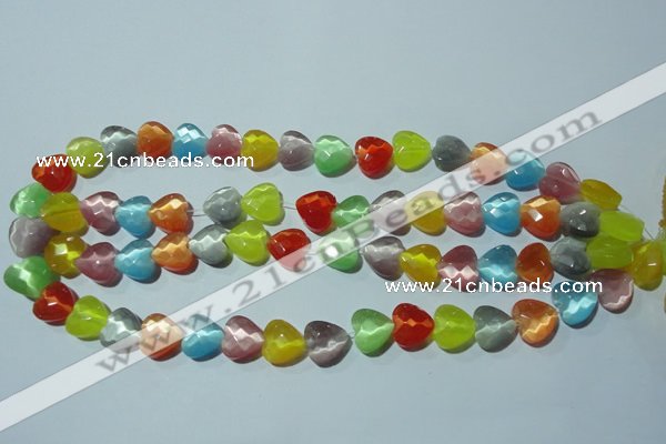 CCT973 15 inches 12*12mm faceted heart cats eye beads wholesale