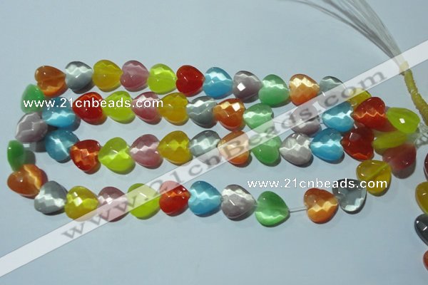 CCT980 15 inches 14*14mm faceted heart cats eye beads wholesale