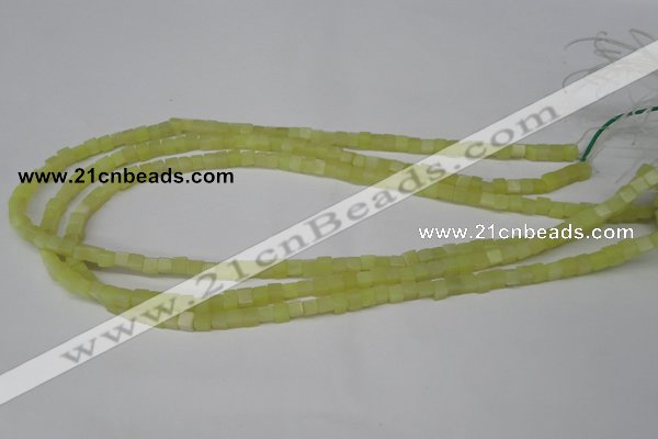 CCU03 15.5 inches 4*4mm cube olive jade beads wholesale