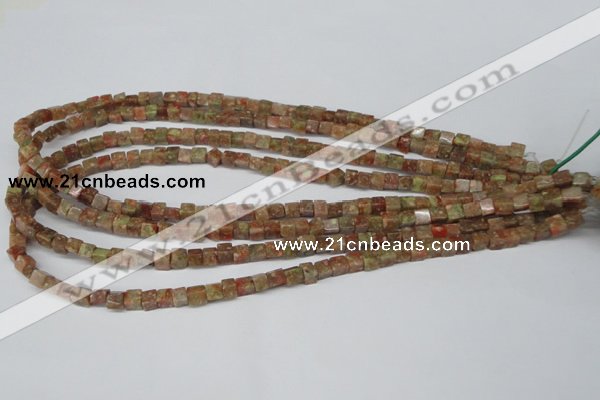 CCU05 15.5 inches 4*4mm cube New unakite beads wholesale