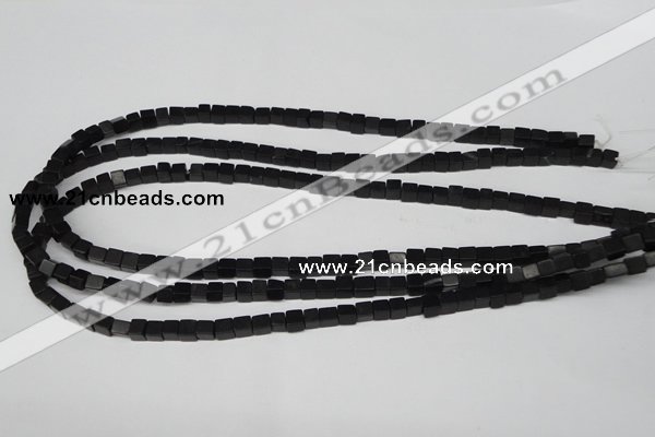 CCU09 15.5 inches 4*4mm cube black agate beads wholesale