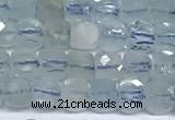 CCU1003 15 inches 4mm faceted cube aquamarine beads