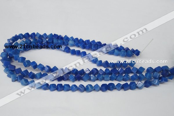 CCU101 15.5 inches 6*6mm cube dyed white jade beads wholesale