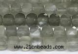 CCU1017 15 inches 4mm faceted cube grey moonstone beads