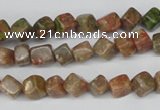 CCU103 15.5 inches 6*6mm cube New unakite beads wholesale