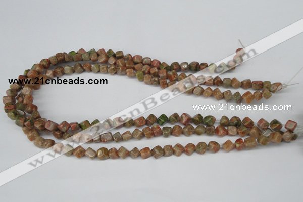 CCU103 15.5 inches 6*6mm cube New unakite beads wholesale