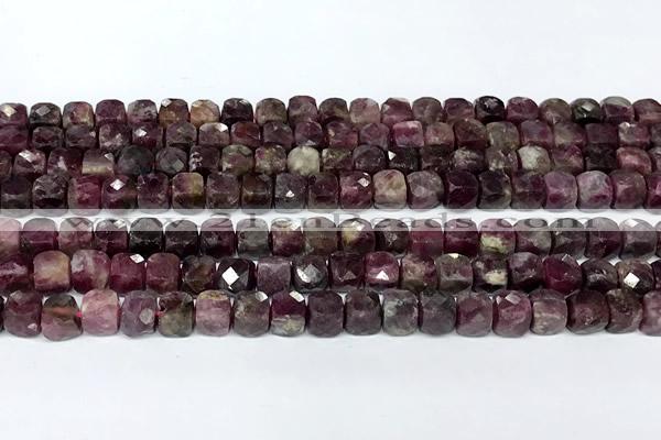 CCU1041 15 inches 6mm faceted cube tourmaline beads