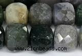 CCU1065 15 inches 8mm faceted cube Indian agate beads