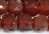 CCU1067 15 inches 8mm faceted cube red agate beads