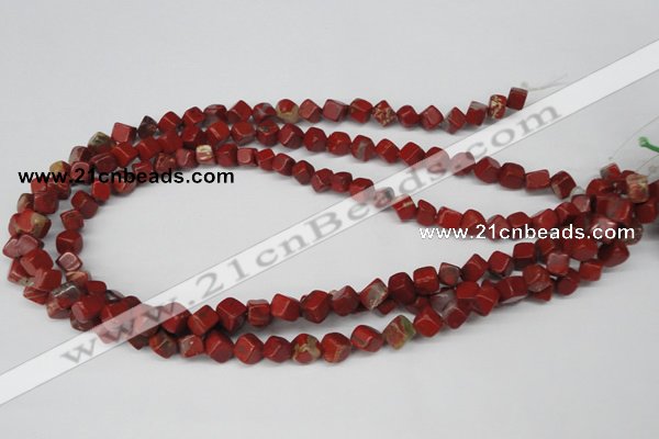 CCU108 15.5 inches 6*6mm cube red jasper beads wholesale