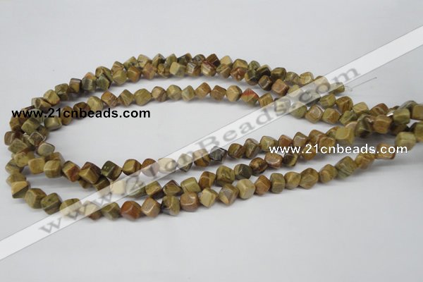 CCU111 15.5 inches 6*6mm cube silver leaf jasper beads wholesale