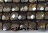 CCU1270 15 inches 4mm faceted cube bronzite beads