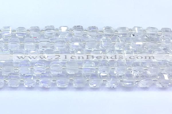 CCU1300 15 inches 9mm - 10mm faceted cube white crystal beads