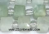 CCU1311 15 inches 7mm - 8mm faceted cube aquamarine beads