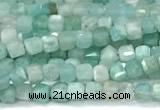 CCU1322 15 inches 2.5mm faceted cube amazonite beads