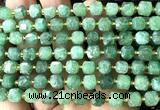 CCU1358 15 inches 6mm - 7mm faceted cube green strawberry quartz beads