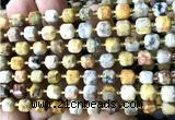 CCU1396 15 inches 6mm - 7mm faceted cube yellow crazy lace agate beads