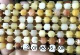 CCU1424 15 inches 6mm - 7mm faceted cube yellow aventurine jade beads