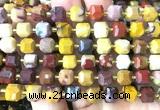 CCU1472 15 inches 8mm - 9mm faceted cube mookaite gemstone beads