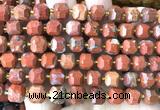 CCU1476 15 inches 8mm - 9mm faceted cube red jasper beads