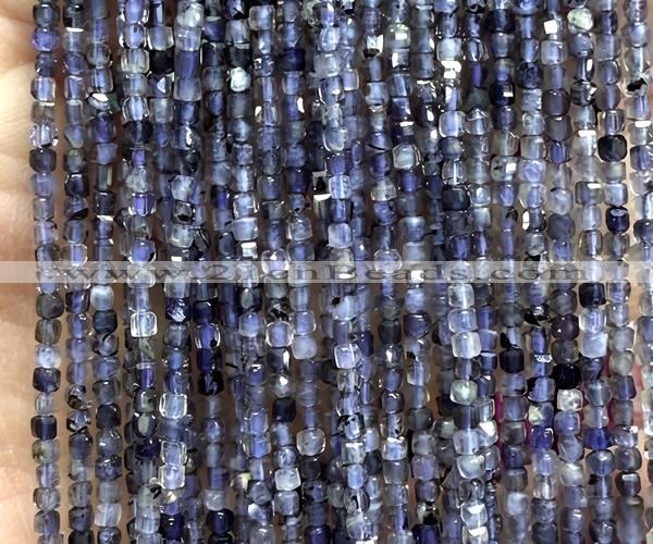 CCU1667 15 inches 2.5mm faceted cube iolite gemstone beads