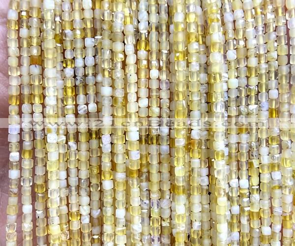 CCU1673 15 inches 2.5mm faceted cube yellow opal gemstone beads