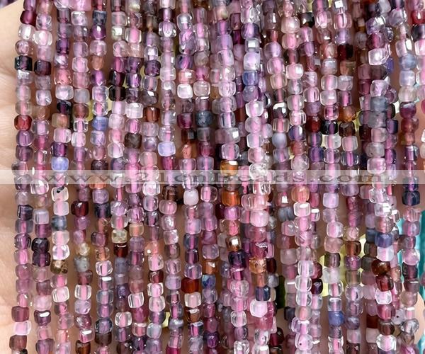 CCU1675 15 inches 2.5mm faceted cube pink spinel gemstone beads