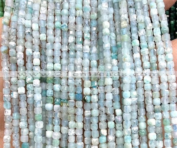 CCU1689 15 inches 2.5mm faceted cube amazonite beads wholesale