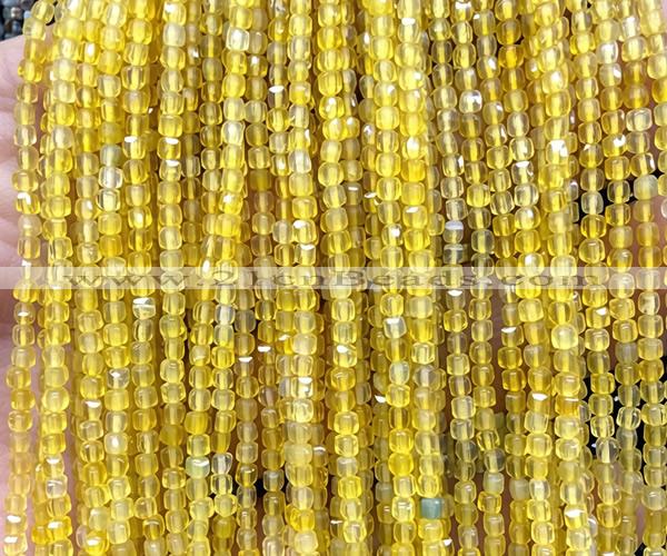 CCU1698 15 inches 2.5mm faceted cube yellow agate beads