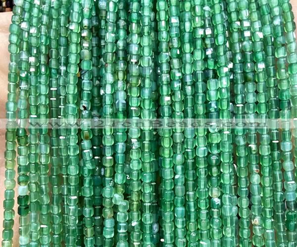 CCU1700 15 inches 2.5mm faceted cube green agate beads
