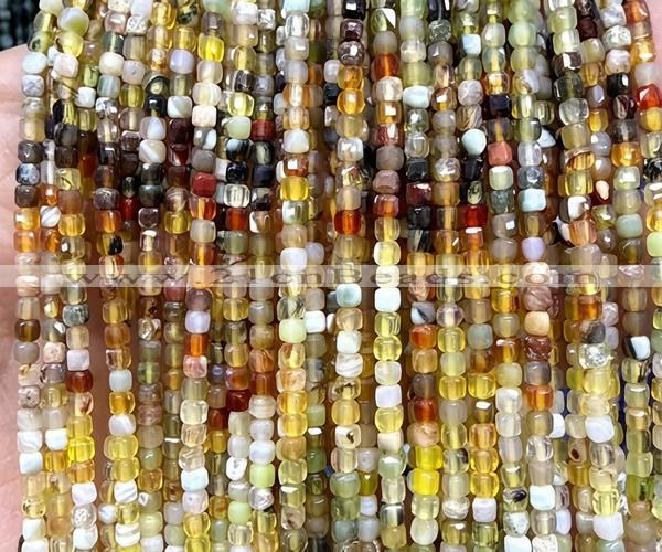 CCU1703 15 inches 2.5mm faceted cube mixed agate beads wholesale