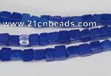 CCU18 15.5 inches 4*4mm cube dyed white jade beads wholesale