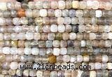 CCU1830 15 inches 4mm faceted cube rainbow moonstone beads