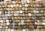 CCU1831 15 inches 4mm faceted cube rainbow moonstone beads