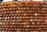 CCU1857 15 inches 4mm faceted cube orange garnet gemstone beads
