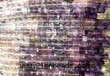 CCU1861 15 inches 4mm faceted cube rainbow fluorite beads